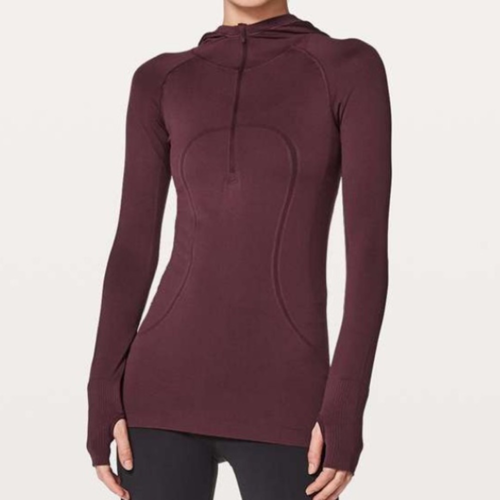EUC Lululemon Swiftly Tech Hooded1/2 Zip in Redwood 10
